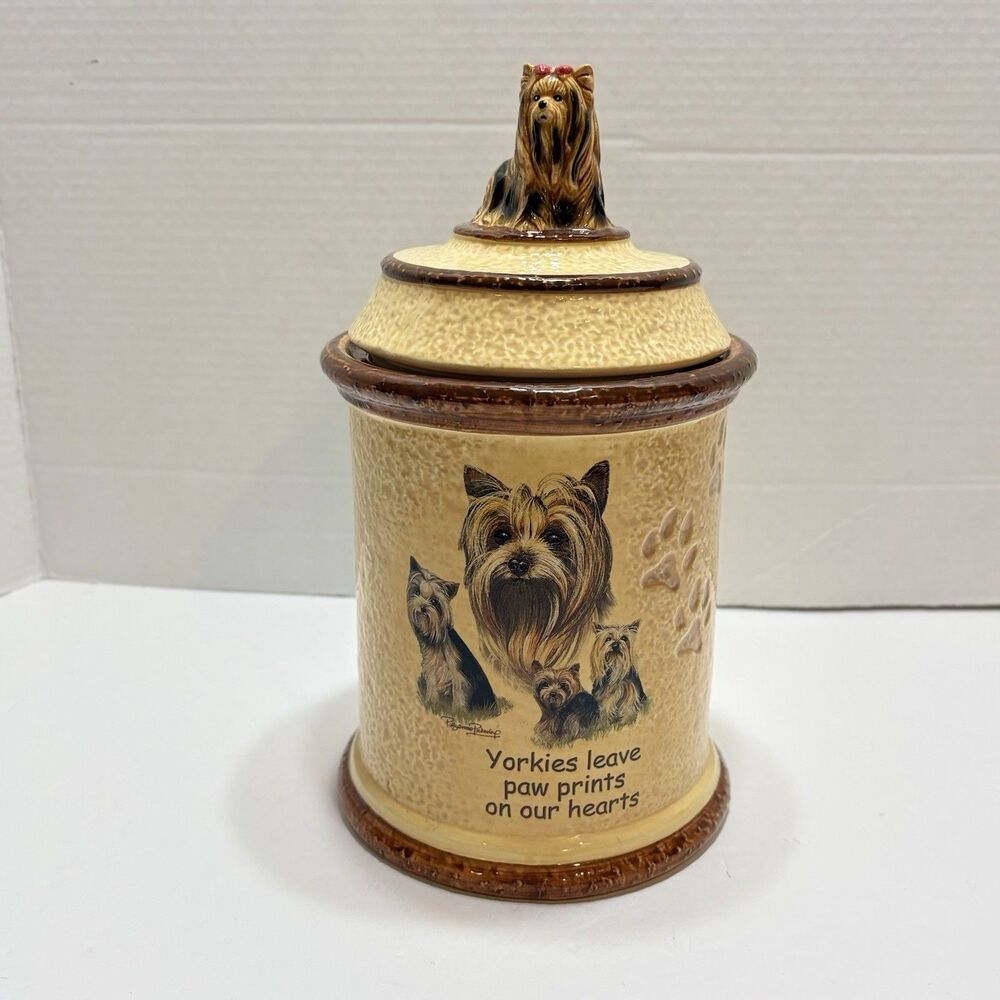 Yorkie Terrier Dog Stoneware Treat Jar Canister Tail Waggin Bradford Exchange 07